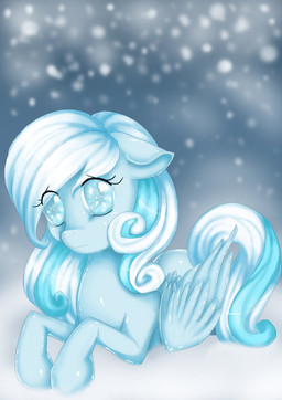 blind blue_eyes cloud disability feathered_wings feathers female feral hair lying outside snow snowing solo white_hair wings young young_feral misukitty hasbro my_little_pony mythology fan_character snowdrop_(character) equid equine mammal mythological_creature mythological_equine pegasus 2013