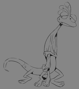 4_arms anthro biped bodily_fluids grey_background male multi_arm multi_limb nude simple_background solo sweat flookz disney monsters_inc pixar randall_boggs monster reptile scalie 2018 digital_media_(artwork) monochrome