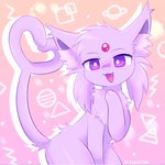 1:1 2024 3_fingers :3 ambiguous_gender anthro anthrofied cheek_tuft colored cute_fangs digital_media_(artwork) eeveelution espeon facial_tuft felid feline fingers fluffy forehead_gem forked_tail fur gem generation_2_pokemon gesture giyuyuchan half-length_portrait head_tuft hi_res inner_ear_fluff kemono looking_at_viewer mammal monotone_body monotone_fur monotone_tail nintendo nude open_:3 open_mouth open_smile paws pink_background pink_body pink_ears pink_fur pink_inner_ear_fluff pink_tail pokemon pokemon_(species) pokemorph portrait pupils purple_body purple_ears purple_eyes purple_fur purple_inner_ear purple_inner_ear_fluff purple_tail shaded signature simple_background smile solo standing tail tail_gesture tail_heart three-quarter_view tuft unusual_anatomy unusual_tail white_pupils