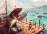 biped brown_body brown_fur detailed_background feral fur humanoid_hands outside sailor solo water nejumipro mammal murid murine rat rodent 2021 hi_res