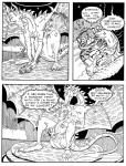 1998 anthro belly big_belly breasts comic dialogue draconian_measures dragon duo english_text exclamation_point felid female interspecies male mammal membrane_(anatomy) membranous_wings monochrome mythological_creature mythological_scalie mythology pantherine pregnant scalie size_difference steamfox tail text tiger unbirthing vaginal vore wings
