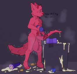 anthro ball_tuft balls big_balls big_penis bodily_fluids body_hair condom condom_wrapper cum cum_drip cum_inside cum_pooling dripping ejaculation excessive_cum excessive_genital_fluids filled_condom genital_fluids genitals huge_balls huge_penis hyper hyper_balls hyper_genitalia hyper_penis long_penis lube lube_bottle lube_container lube_drip lube_on_penis male messy penetrable_sex_toy penis sex_toy sexual_barrier_device shaking shaking_hips shaking_legs shaking_penis solo spiked_penis spikes spikes_(anatomy) tremble_lines tremble_spikes trembling tuft vaginal_fluids lilmeowmeow_senpai canid canine demon hybrid mammal hi_res