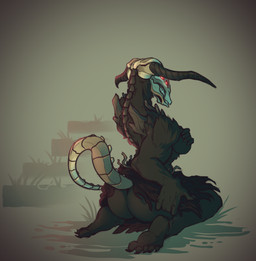 5_fingers 5_toes anthro big_butt biped black_body black_fur bone bone_mask bone_tail bottomwear breasts butt claws clothed clothing crossgender feet female fingers fur glowing glowing_eyes horn kneeling looking_back mask mtf_crossgender multi_eye muscular muscular_anthro muscular_female plantigrade pose red_eyes side_boob skirt skull skull_head skull_mask soles solo stairs toes topless warrior rube dark_souls fromsoftware capra_demon demon digital_media_(artwork) hi_res pinup shaded