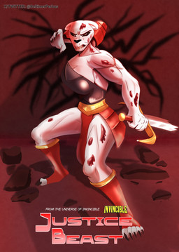 5_fingers 5_toes abstract_background amber_eyes anthro biceps big_breasts black_sclera blood bodily_fluids breasts broken_sword claws cleavage clothed clothing curvy_figure feet female fighting_pose finger_claws fingers fur muscular muscular_anthro muscular_arms muscular_female muscular_legs pose sharp_teeth solo teeth text thick_thighs toe_claws toes voluptuous voluptuous_anthro voluptuous_female white_body white_fur wide_hipped_anthro wide_hipped_female wide_hips beltimerperbus image_comics invincible_(image_comics) thokk's_daughter felid lion mammal pantherine 2024 artist_name digital_drawing_(artwork) digital_media_(artwork) english_text hi_res url watermark