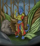 anthro armor digitigrade fallen_tree female long_tail midriff plant rock solo swamp tail vines lordofnothin1 dungeons_and_dragons hasbro wizards_of_the_coast lizard lizardman reptile scalie absurd_res hi_res