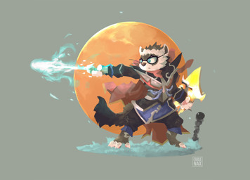 anthro clothing eyewear glasses magic_user male robe shield solo wand charlie_nax jagex runescape cooper_mordaut domestic_ferret mammal mustelid musteline true_musteline weasel hi_res