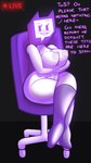 areola big_breasts boots breasts clothing female footwear for_a_head livestream logo purple_eyes shoes sitting solo text thick_thighs jwecchi twitch.tv glitch_(jwecchi) domestic_cat felid feline felis humanoid living_logo mammal object_head 9:16 absurd_res english_text hi_res