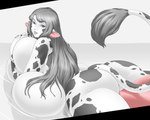 4_breasts anthro big_breasts blue_eyes breasts breasts_and_teats butt female fur grey_hair hair huge_breasts humanoid_face long_hair looking_at_viewer multi_breast nude solo teats udders white_body white_fur white_skin zdemian bovid bovine cattle holstein_friesian_cattle mammal 2014 5:4 hi_res