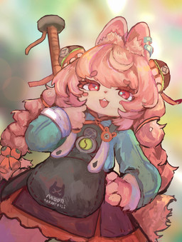 anthro braided_pigtails clothed clothed_anthro clothed_female clothing ear_piercing ear_ring female flat_chested fully_clothed fully_clothed_anthro fully_clothed_female fur hair inner_ear_fluff overall_dress piercing pink_body pink_fur pink_hair red_eyes ring_piercing solo tuft choudasuan mihoyo zenless_zone_zero zhao_(zenless_zone_zero) lagomorph leporid mammal rabbit thiren 2025 absurd_res half-length_portrait hi_res portrait