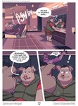 anthro dialogue duo exercise locker_room male overweight overweight_male solo text washing_face workout mikrogoat basil_(mikrogoat) perry_(mikrogoat) bovid bovine cattle domestic_pig mammal suid suina sus_(pig) comic english_text hi_res url