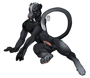 animal_genitalia animal_penis anthro athletic athletic_anthro athletic_male balls black_body black_fur blue_eyes bodily_fluids cum cum_on_leg cum_on_self fangs feline_genitalia feline_penis fur genital_fluids genitals grey_body grey_fur grey_hair hair heterochromia looking_at_viewer male male_anthro nipples nude nude_anthro nude_male penis pink_penis sabertooth_(anatomy) sheath simple_background sitting smile solo teeth white_background yellow_eyes i-psilone theo_blackfang felid hybrid lion mammal pantherine prehistoric_species saber-toothed_tiger 2015