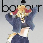 anthro arms_bent belt belt_buckle black_belt black_bottomwear black_clothing black_collar black_crop_top black_eyes black_shirt black_skirt black_topwear blonde_hair blue_clothing blue_jacket blue_topwear bottomwear breasts brown_nose buckle clothed clothed_anthro clothed_female clothing collar collar_tag crop_top eye_through_hair eyebrow_through_hair eyebrows female floppy_ears fluffy fluffy_tail fully_clothed fully_clothed_anthro fully_clothed_female fur gloves gold_ear_ring grey_background hair hands_on_own_head handwear jacket light medium_breasts midriff open_clothing open_jacket open_mouth open_smile open_topwear pockets ponytail red_clothing red_gloves red_handwear shirt simple_background skirt smile smiling_at_viewer solo tail text topwear translucent translucent_hair under_boob white_body white_fur white_tail yellow_tail wolflly10 bonjour_jeans wolfa_(wolflly10) canid canine mammal 1:1 2024 colored digital_drawing_(artwork) digital_media_(artwork) draw_over english_description french_text half-length_portrait lighting portrait shaded