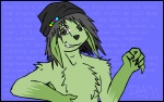 anthro black_hair chest_tuft clothed clothing fur green_body green_eyes green_fur hair leg_markings long_hair looking_at_viewer male markings smile socks_(marking) solo suggestive swag text text_background topless tuft doorly_(artist) lagomorph leporid mammal rabbit 2013 animated bust_portrait english_text portrait short_playtime