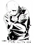 bodily_fluids clothing cracked crying glitch jacket male not_furry simple_background solo standing tears text topwear white_background jazzycat undertale undertale_(series) gaster ghost humanoid spirit character_cipher wingdings_text