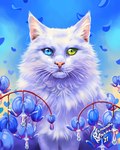 ambiguous_gender blue_eyes feral flower fur green_eyes heterochromia looking_at_viewer plant solo whiskers white_body white_fur charlatan-of-doom domestic_cat felid feline felis mammal 2021 4:5 hi_res