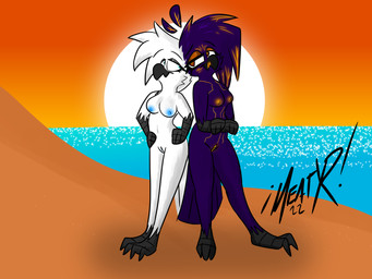 beach bioluminescence casual_nudity claws duo female genitals glowing nipples nude seaside summer sunset vulva meatyr aubrey_(meatyr) tyra_(ara_squawks) avian bird horned_owl humanoid owl snowy_owl true_owl 4:3 hi_res sibling_(lore) sister_(lore) sisters_(lore)