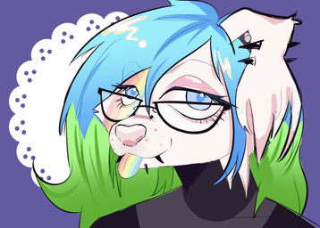 ambiguous_gender anthro eyewear glasses hairless piercing simple_background solo tongue tongue_out ponyxpuppy dilly_dahlia canid canine canis chinese_crested_dog domestic_dog hairless_dog mammal toy_dog absurd_res hi_res sketch