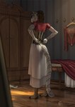 anthro clothing corset cupboard dress dressing felid female footwear furgonomics furniture hair hanger hi_res khajiit lingerie mammal microsoft pantherine sheta shoes solo table tail techiesxc the_elder_scrolls tiger topwear wardrobe