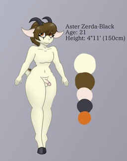 anthro balls brown_body brown_eyes brown_fur brown_hair color_swatch countershade_tail countershading facial_markings femboy fur genitals hair head_markings hooves horn male markings mask_(marking) mouth_closed navel nude nude_anthro nude_male penis simple_background small_penis solo tail tan_body tan_fur text thick_thighs zibdan aster_zerda-black bovid caprine goat mammal hi_res model_sheet