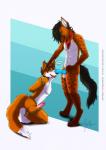 anthro bdsm bondage bound duo genitals julietweiss kneeling male male/male penis rope submissive submissive_male luvini menzo canid canine fox hyena mammal spotted_hyena hi_res