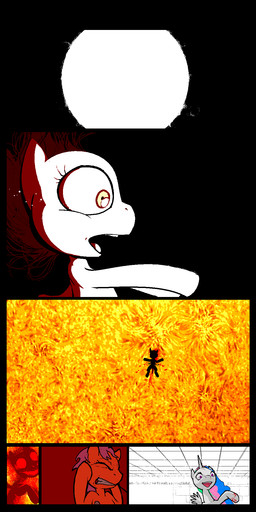 duo feathered_wings feathers female gore horn pain princess royalty space sun white_body white_feathers wings darkdoomer friendship_is_magic hasbro my_little_pony mythology princess_celestia_(mlp) scootaloo_(mlp) equid equine mammal mythological_creature mythological_equine pegasus winged_unicorn 1:2 comic hi_res