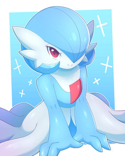 3_fingers blue_body blue_hair chest_spike clothing dress eyelashes female female_humanoid fingers front_view gradient_background hair leaning leaning_forward looking_at_viewer pseudo_clothing pseudo_hair red_eyes simple_background smile solo sparkles spikes spikes_(anatomy) white_body usv02 nintendo pokemon gardevoir generation_3_pokemon humanoid pokemon_(species) shiny_pokemon 2026 4:5 digital_drawing_(artwork) digital_media_(artwork) hi_res