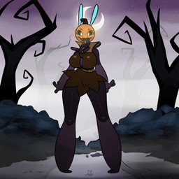 antennae_(anatomy) anthro big_breasts big_forearms big_tongue biped black_body black_sclera black_skin blue_body blue_skin bottomwear bouncing_breasts breasts cleavage_cutout clothing costume curvy_figure cutout dancing dead_tree detailed_background female fog forearms glowing glowing_eyes hip_sway holidays hourglass_figure huge_breasts huge_hips jack-o'-lantern jack-o'-lantern_on_head miniskirt moon plant pupils shrub skirt small_waist solo thick_thighs tree white_pupils wide_hips leyla0223 halloween px_0-25 alien humanoid 1:1 2025 2d_animation animated hi_res loop no_sound short_playtime
