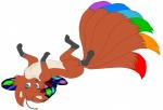 antennae_(anatomy) female feral multi_tail rainbow sparklefur tail unknown_artist alynna canid canine fairy fox mammal hi_res