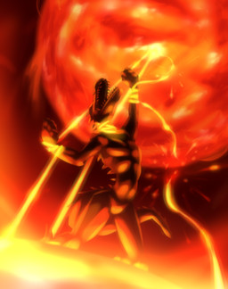3_toes 4_fingers anthro arms_tied back_spikes bdsm bondage bound detailed_background featureless_chest featureless_crotch feet fingers fire fist male muscular muscular_anthro muscular_male open_mouth raised_arm scales sharp_teeth solo spiked_tail spikes spikes_(anatomy) standing sun tail teeth toes bassybefuddle conditional_dnp lizard reptile scalie 2020 digital_media_(artwork) hi_res red_theme shaded