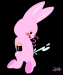 battery black_background bodily_fluids cum cumshot ejaculation genital_fluids looking_at_viewer male masturbation obscured_masturbation orgasm penile penile_masturbation simple_background solo zjg duracell duracell_bunny lagomorph leporid mammal rabbit