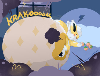 bed blush bodily_fluids clothed clothing diaper drooling excessive_feces fart fart_cloud feces feral fur furniture hyper hyper_feces lying male paws pooping saliva soiled_diaper soiling soiling_diaper solo tail unclean_diaper used_diaper using_diaper wearing_diaper eeveeatheart nintendo pokemon ampe_(lewdifiedampe) angel eeveelution generation_1_pokemon jolteon pokemon_(species) hi_res