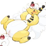 anthro anus black_eyes blush feet female genitals hair looking_at_viewer lying on_back on_model open_mouth open_smile pussy simple_background smile solo spread_legs spreading tail tail_orb white_background white_body yellow_body aka_leopard nintendo pokemon generation_6_pokemon mega_ampharos mega_evolution pokemon_(species) 1:1 absurd_res hi_res