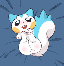 anthro blush bodily_fluids eyelashes female feral fur genital_fluids genitals nude open_mouth smile solo tail vulva white_body white_fur krackdown9 nintendo pokemon generation_4_pokemon pachirisu pokemon_(species) 2025 digital_media_(artwork) hi_res