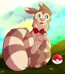 open_mouth simple_background smile solo yeenr nintendo pokemon furret generation_2_pokemon pokemon_(species) 2019 digital_media_(artwork)