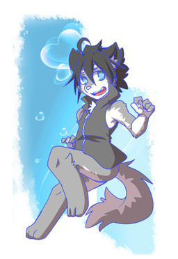 3_toes 5_fingers abstract_background anthro balls barefoot barely_visible_genitalia biped black_hair blue_eyes bottomless bubble cheek_tuft chest_tuft clothed clothing facial_tuft feet fingers fur genitals grey_body grey_fur hair heart_symbol inner_ear_fluff jacket looking_aside male multicolored_body multicolored_fur open_mouth simple_background sitting sleeveless_clothing solo teeth toes topwear tuft two_tone_body two_tone_fur white_body white_fur white_nose young young_anthro young_male saku1saya domestic_cat felid feline felis mammal 2015
