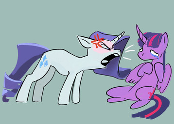 bodily_fluids cross-popping_vein duo female feral horn simple_background tears wings yelling maxiima friendship_is_magic hasbro my_little_pony mythology rarity_(mlp) twilight_sparkle_(mlp) equid equine mammal mythological_creature mythological_equine unicorn winged_unicorn absurd_res hi_res