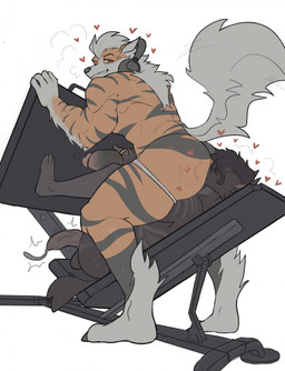 anal anthro balls black_body black_fur black_nose bodily_fluids butt claws clothed clothing duo ear_piercing exercise eyes_closed facesitting fluffy fluffy_tail fur genital_fluids genitals gym handjob handjob_while_rimming heart_symbol humanoid_genitalia jockstrap jockstrap_only leg_press male male/male mane masturbation multicolored_body multicolored_fur nude nude_anthro nude_male oral penile penis piercing pointy_ears precum reach_around rimming ring sex sexercise simple_background sitting_on_another striped_body striped_fur stripes tail throbbing throbbing_penis toe_claws topless two_tone_body two_tone_fur underwear underwear_only scottdeer leg_press_redraw_(meme) nintendo pokemon arcanine generation_1_pokemon hybrid mammal pokemon_(species) vampire hi_res meme