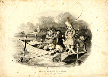 ambiguous_gender anthro anthro_focus biped boat building chimney clothed clothed_anthro clothing coat detailed_background digitigrade eyewear fangs feral fin fishing fishing_net fishing_rod fur glasses group hat headgear headwear holding_fishing_rod holding_object house jacket lake male markings net oar outside plant predator/prey pupils ring_(marking) ringed_tail scales sitting slit_pupils smoke standing striped_markings striped_tail stripes tail tail_fin tail_markings teeth text top_hat topwear tower tree vehicle water watercraft wearing_glasses whiskers robert_seymour aquatic domestic_cat felid feline felis fish mammal 19th_century ancient_art english_text hatching_(art) hi_res lithograph_(artwork) monochrome shaded traditional_media_(artwork)
