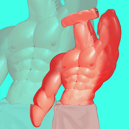 abs anthro flexing giuseppe glistening glistening_body male male/male muscular muscular_male oiled_body solo standing tpk479 fish ground_shark hammerhead_shark marine shark hi_res