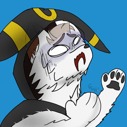 desperation hood hood_umbreon male solo white_body gfoxhvqz nintendo pokemon canid canine canis mammal wolf 1:1 hi_res