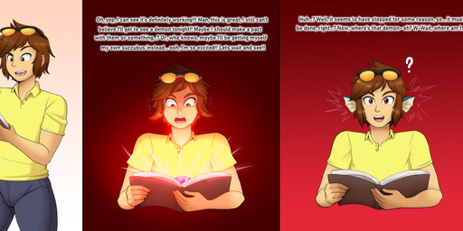 book bottomwear brown_hair clothing dialogue eyewear eyewear_on_head hair holding_book holding_object human_to_feral male pants question_mark red_background shirt simple_background smile solo species_transformation sunglasses sunglasses_on_head surprised text topwear transformation flybeeth nintendo pokemon jaki-kun_(character) eeveelution generation_1_pokemon human mammal pokemon_(species) vaporeon 2024 absurd_res digital_media_(artwork) english_text hi_res