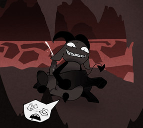anthro duo ejaculation facesitting looking_pleasured male male/male sitting sitting_on_another smug nellytines mewgenics hot_poker_(mewgenics) bovid caprine caprine_demon demon mammal