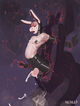 ambiguous_gender anthro anthro_focus armwear balls bdsm black_chastity_cage bodily_fluids bondage bound chastity_cage chastity_device clothing cum cum_drip cum_on_balls cum_strand cum_while_chaste cumshot disembodied_hand dripping ejaculation elbow_gloves fully_bound genital_fluids genitals ghost_hand gloves group half-closed_eyes hands-free handwear latex latex_clothing long_ears looking_pleasured male male_anthro male_focus male_wearing_chastity male_wearing_strapon narrowed_eyes navel nipple_tape open_mouth pasties phantom_orgasm simple_background solid_chastity_cage solo_focus spontaneous_ejaculation steam strapon strapon_over_chastity strapon_over_penis tape teeth wearing_chastity_cage wearing_chastity_device 7b7a2f asinus donkey equid equine mammal 2024 3:4 absurd_res digital_media_(artwork) digital_painting_(artwork) hi_res painting_(artwork) signature