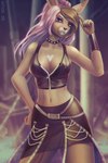 5_fingers alternative_fashion anthro breasts clothed clothing eyebrows eyelashes female fingers goth midriff navel pink_eyes purple_eyes solo standing naiterion hare lagomorph leporid mammal 2021 2:3 digital_media_(artwork)