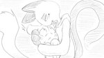 16:9 animal_crossing anthro blush bodily_fluids breast_squish breasts clothed clothing dialogue_in_description dragonweirdo duo felid female greyscale hand_on_head hi_res hoodie hug lion looking_at_another male mammal markings marshal_(animal_crossing) mole_(marking) monochrome nervous nintendo olivia_(animal_crossing) pantherine rodent sciurid seductive squish sweat tail topwear tree_squirrel widescreen