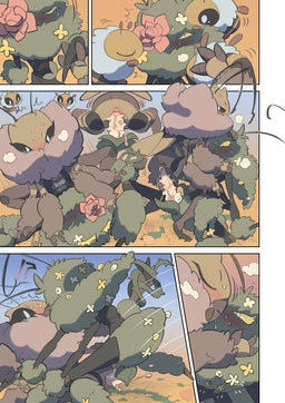 4_arms ambiguous_feral ambiguous_gender antennae_(anatomy) anthro anthro_focus anthro_on_anthro anthro_penetrated anthro_penetrating anthro_penetrating_anthro anvil_position back_wings black_antennae black_body black_exoskeleton black_eyes blue_sky blush bodily_fluids brown_body brown_cum brown_exoskeleton brown_wings cloacal cloacal_penetration colored_cum cowgirl_position cum day disguise duo_focus erection exoskeleton eyes_closed female female_anthro female_on_bottom female_on_top female_penetrated feral flower flower_field from_front_position genital_fluids genitals green_body group imminent_sex insect_wings interrobang kiss_on_lips kissing legs_up lying male male/female male_anthro male_on_bottom male_on_top male_penetrating male_penetrating_female meadow motion_lines multi_arm multi_limb multicolored_body multicolored_exoskeleton on_back on_bottom on_top outside outside_sex penetration penile penile_penetration penis penis_in_cloaca pink_flower plant power_bottom pupils sex sky spiked_penis spikes spikes_(anatomy) sweat sweaty_face tapering_penis two_tone_body two_tone_exoskeleton unusual_bodily_fluids unusual_cum unusual_genital_fluids white_flower white_penis white_pupils wide_eyed wings yellow_body yellow_exoskeleton yellow_eyes yellow_flower kinnni-chan arthropod assassin_bug bee hymenopteran insect true_bug 2025 absurd_res comic hi_res right_to_left