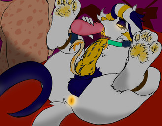 anthro bladed_wings dragonhybrid duo feral male male/male unusual_anatomy unusual_wings wings bunnyfeet medic_rondills canid canine cheetah felid feline fennec_fox fox hybrid mammal true_fox