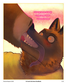 anthro anthro_on_anthro blush border brown_body brown_fur duo extreme_french_kiss french_kissing fur kissing male orange_eyes scarf smothering solo_focus teeth text white_border x-ray_view sharkinthepark bovid bovine canid canine cattle fox mammal 2025 4:5 absurd_res english_text hi_res