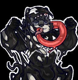 abs anthro aroused beard bulge clothing duo facial_hair flexing french_kissing goo_transformation hair kemono kissing looking_pleasured male male/male muscular muscular_male open_mouth pecs sharp_teeth suit suit_transformation takeover teeth tendrils tongue tongue_out transformation behimosfreud marvel magunm venom_(marvel) canid canine canis mammal symbiote wolf hi_res