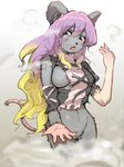 anthro bodily_fluids bottomless breasts clothed clothing female hair open_mouth pink_hair solo tears torn_clothing transformation whiskers toribako touhou byakuren_hijiri mammal murid murine rat rodent 2020 absurd_res hi_res